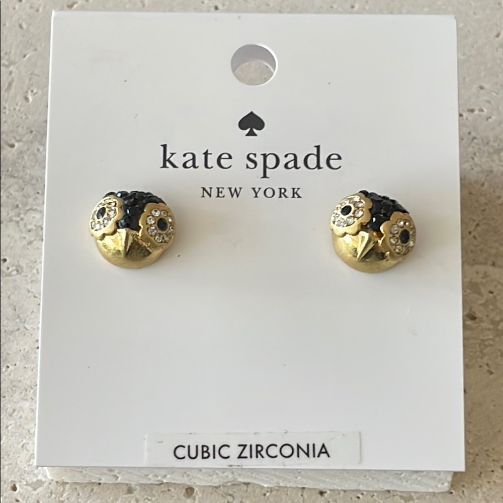 Kate Spade Gold and Black Dome Earrings - Picture 4 of 4